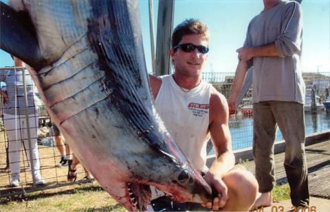 Simon with a Mako shark